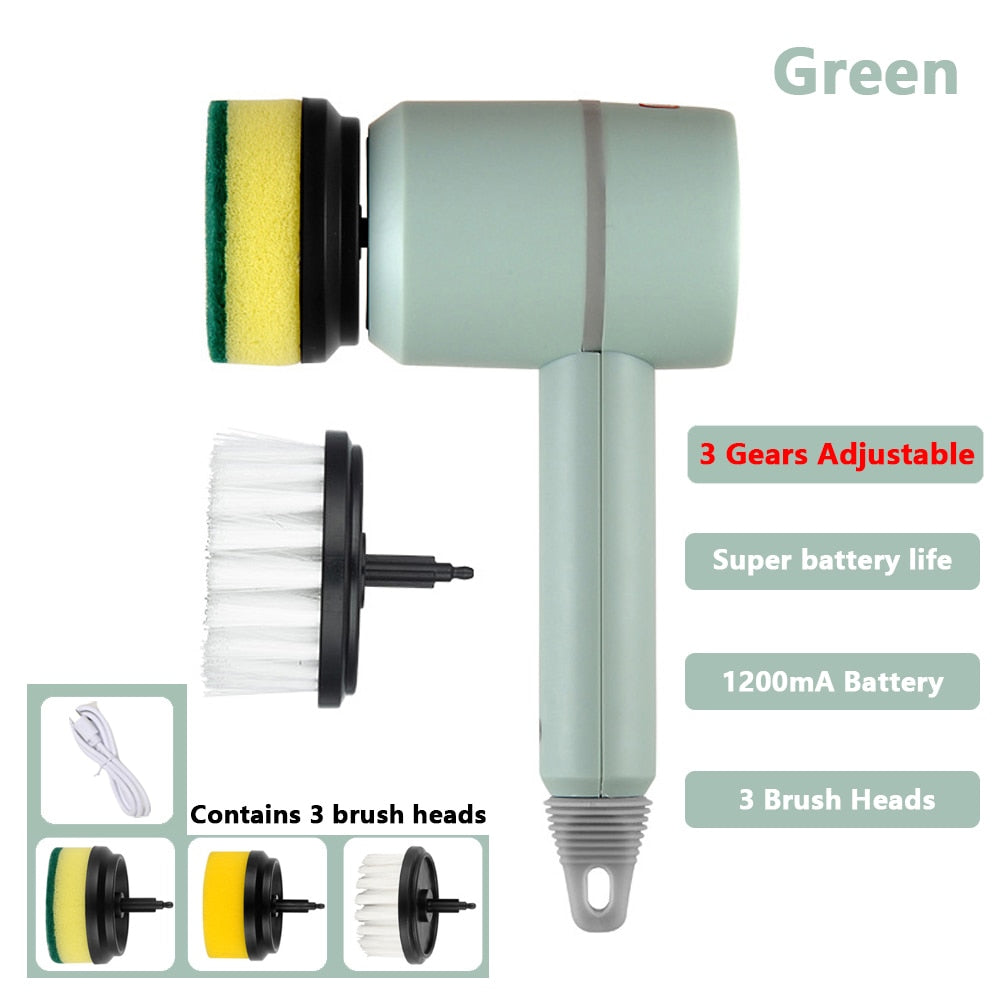 Cordless Electric Cleaning Brush with 3 Brush Heads